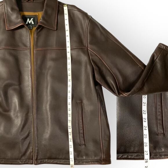 G III Apparel Mens Leather Jacket XL Brown Aviator Classic Coat - Picture 13 of 16